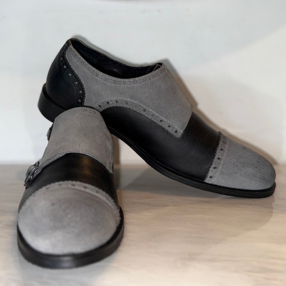 Girotti Men’s 2-Tone Double Monk Strap Dress Shoes EU 44 (US 11) Suede & Leather - Picture 4 of 13